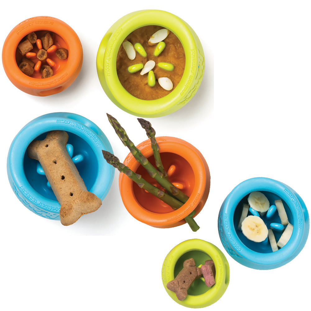 West Paw Toppl Treat Dispensing Dog Toy & Bowl - Small - Blue