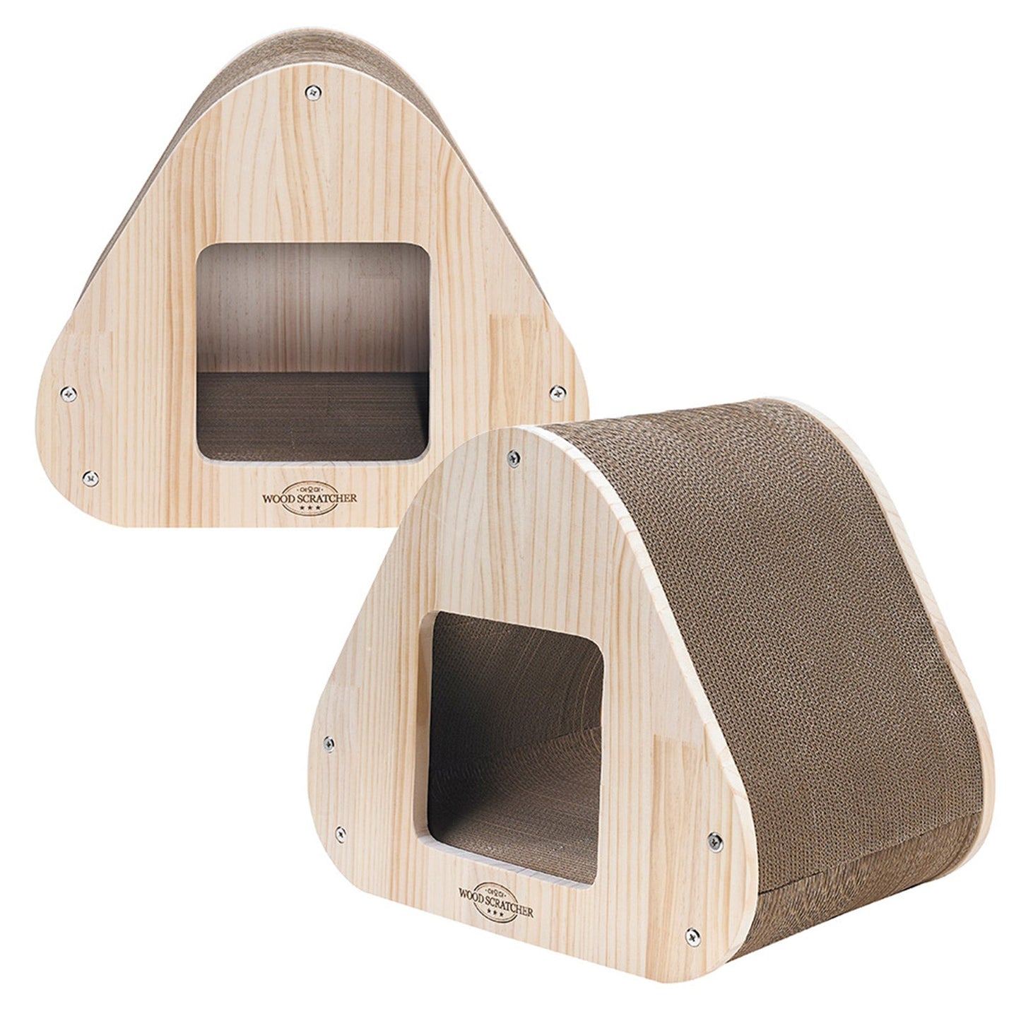 Yaomi Wood Triangle Cat Scratcher Bed