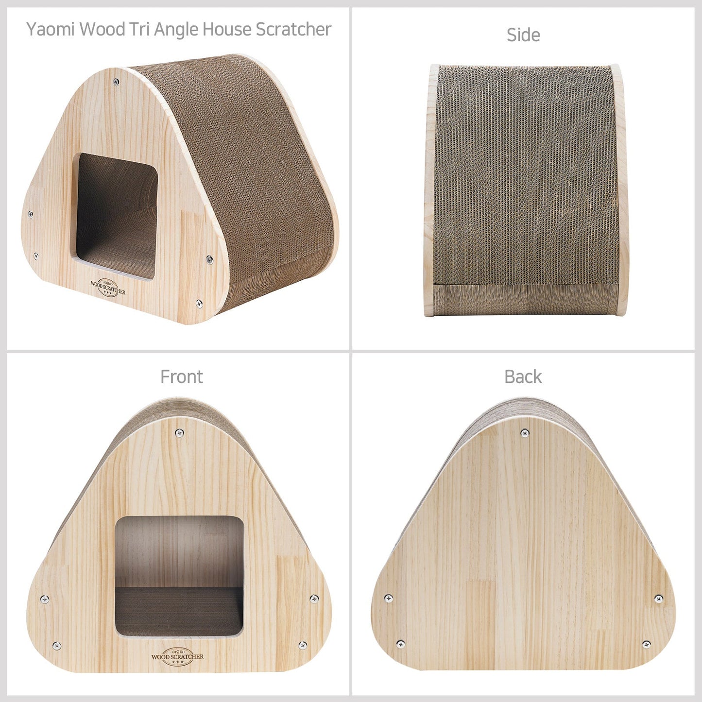 Yaomi Wood Triangle Cat Scratcher Bed