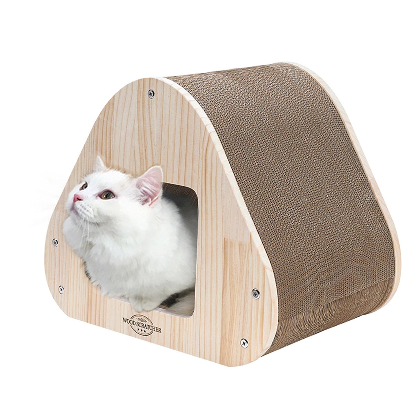 Yaomi Wood Triangle Cat Scratcher Bed