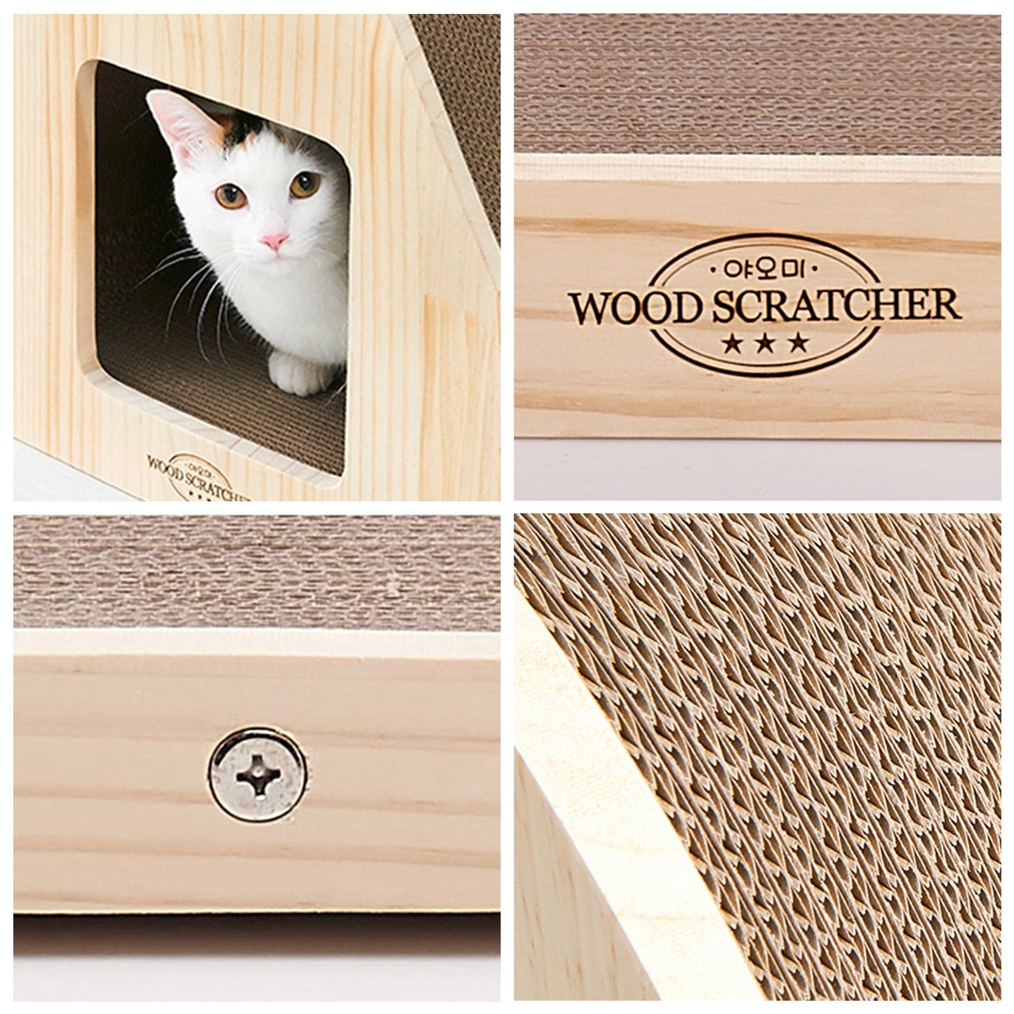 Yaomi Wood Triangle Cat Scratcher Bed