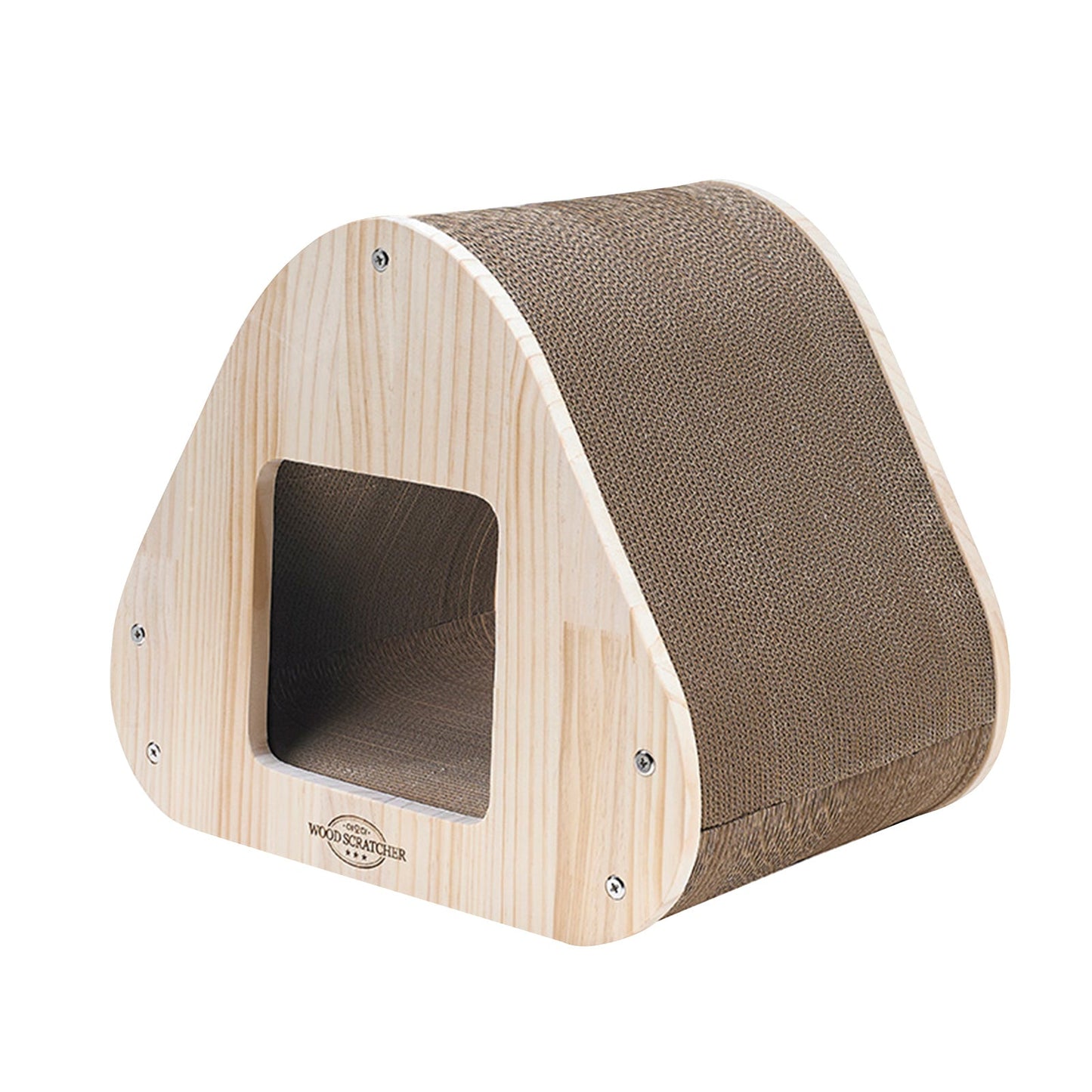Yaomi Wood Triangle Cat Scratcher Bed