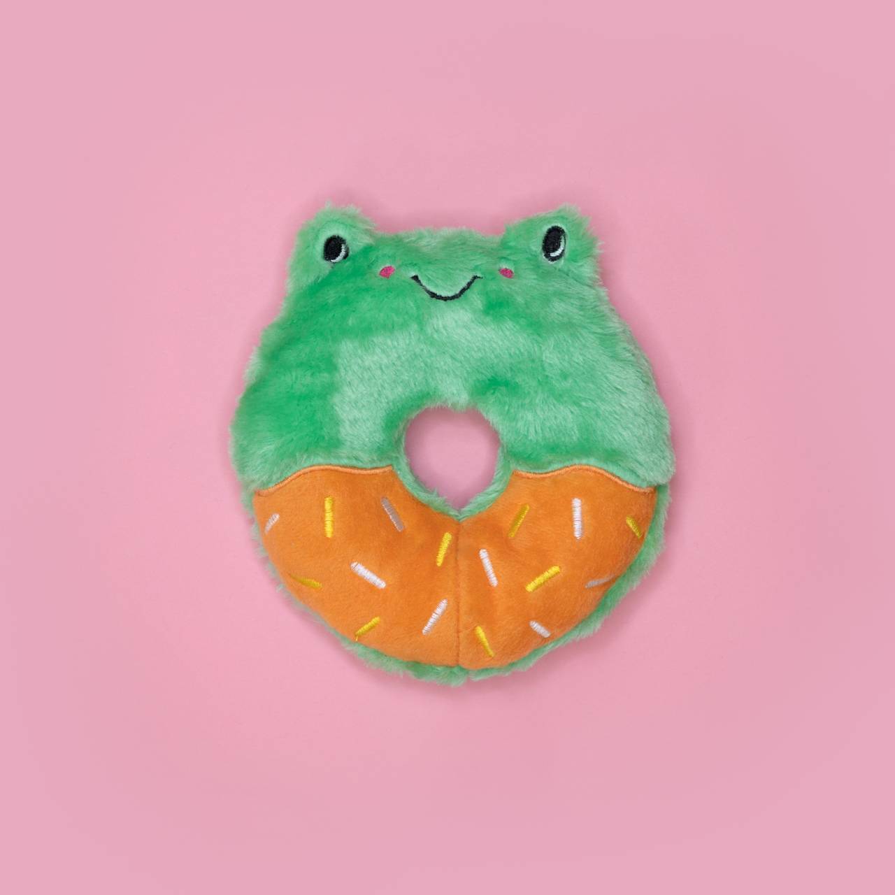 Zippy Paws Donutz Buddy Plush Squeaker Dog Toy - Frog