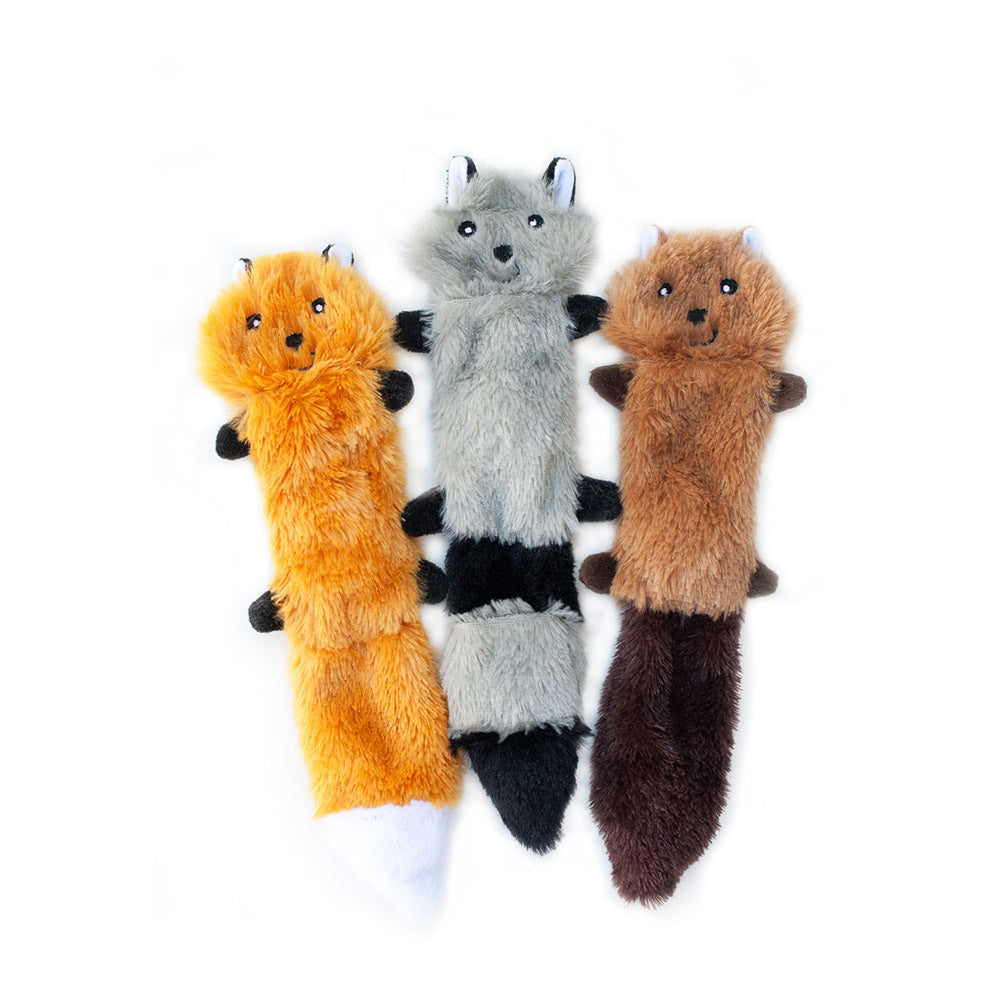 Zippy Paws Skinny Peltz Plush No Stuffing Dog Toys 3-pack - Small