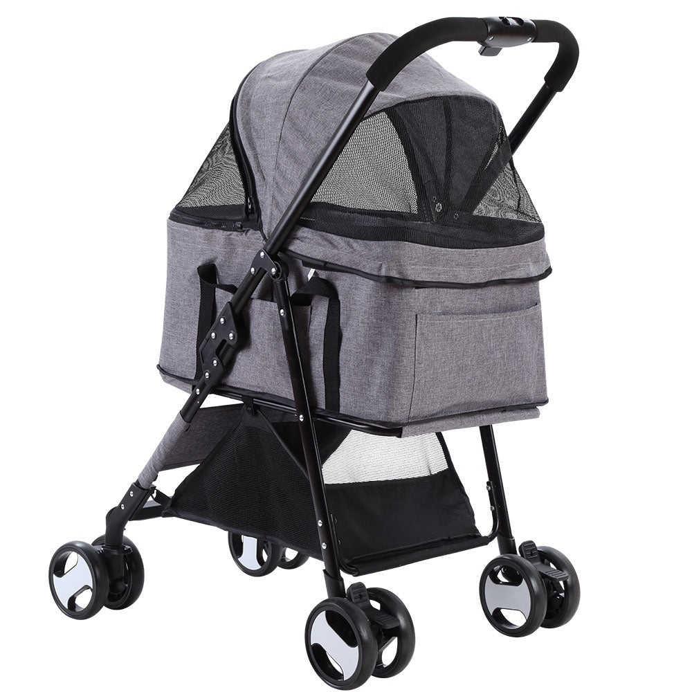 i.Pet 3 IN 1 Pet Stroller Foldable Middle Size Grey
