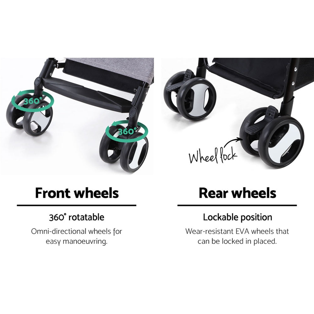 i.Pet 3 IN 1 Pet Stroller Foldable Middle Size Grey