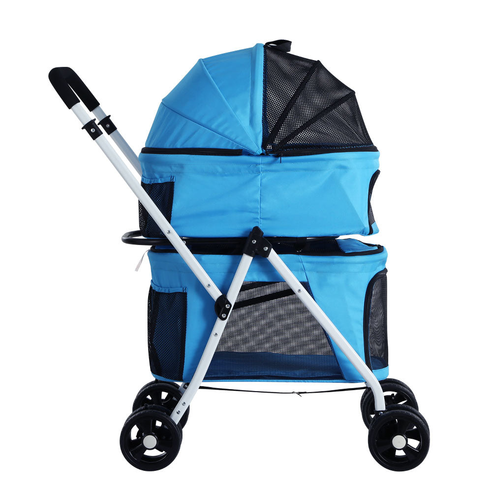 i.Pet 4 Wheels Double Pet Stroller Foldable Large
