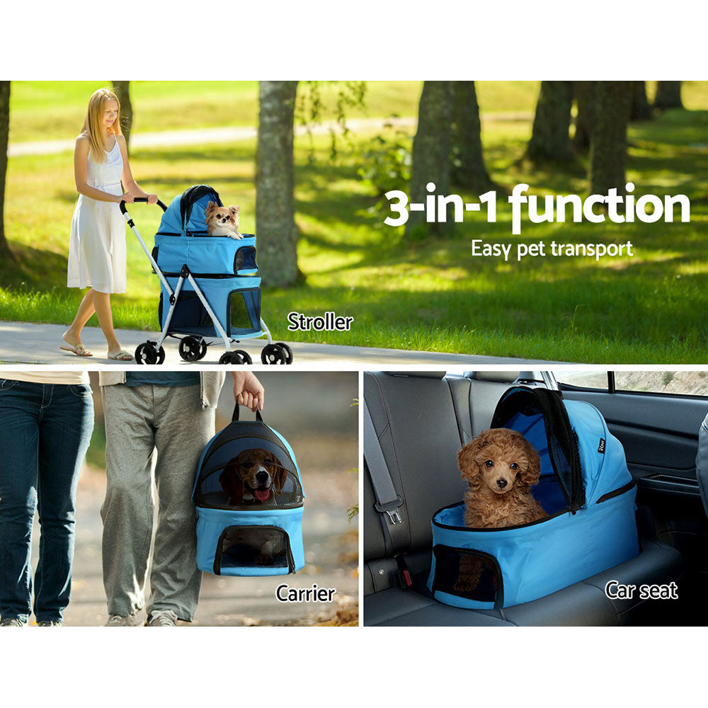 i.Pet 4 Wheels Double Pet Stroller Foldable Large