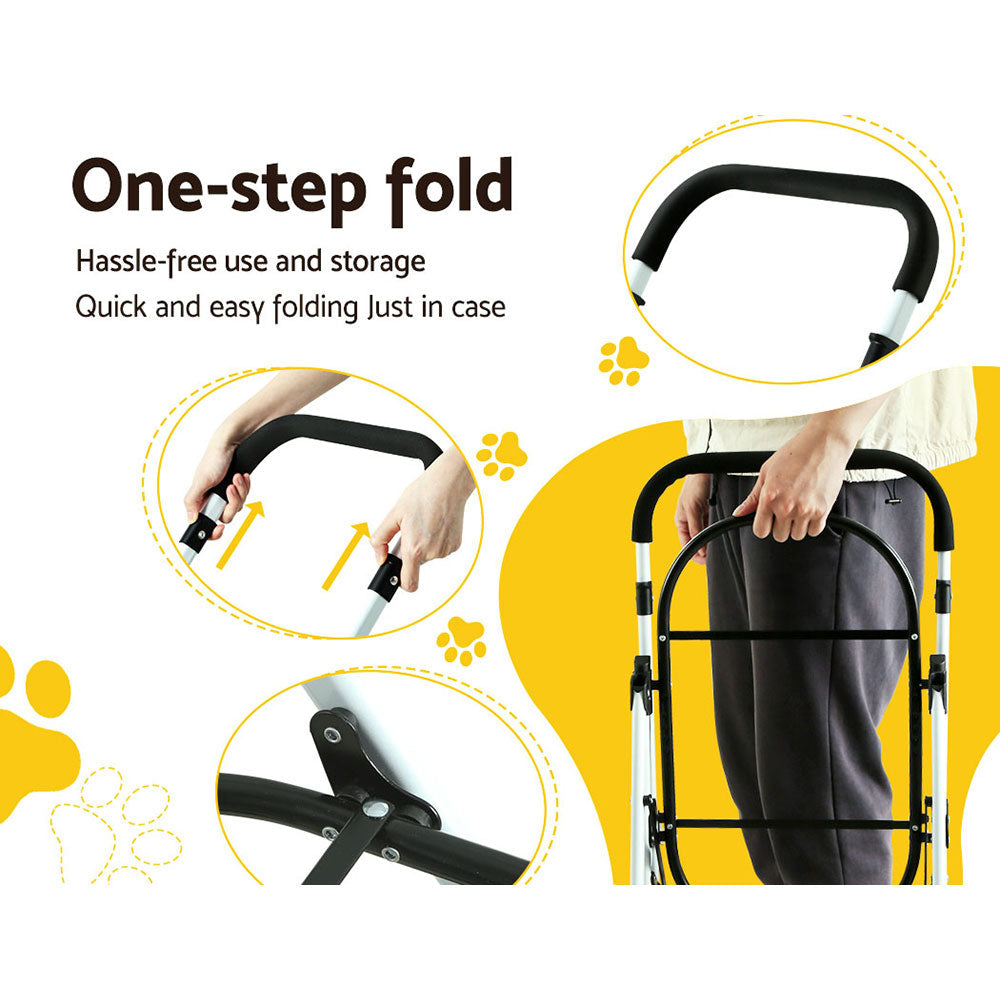 i.Pet 4 Wheels Double Pet Stroller Foldable Large