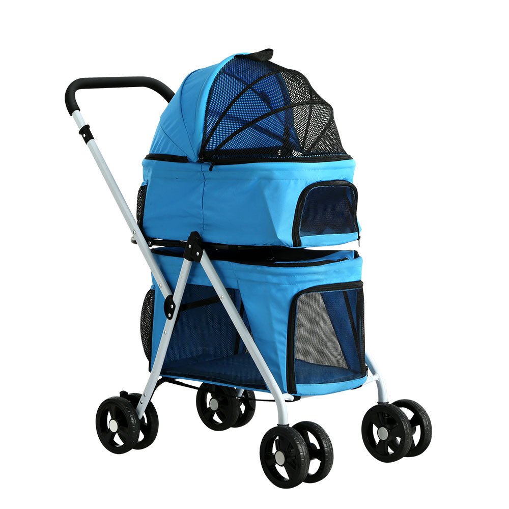i.Pet 4 Wheels Double Pet Stroller Foldable Large