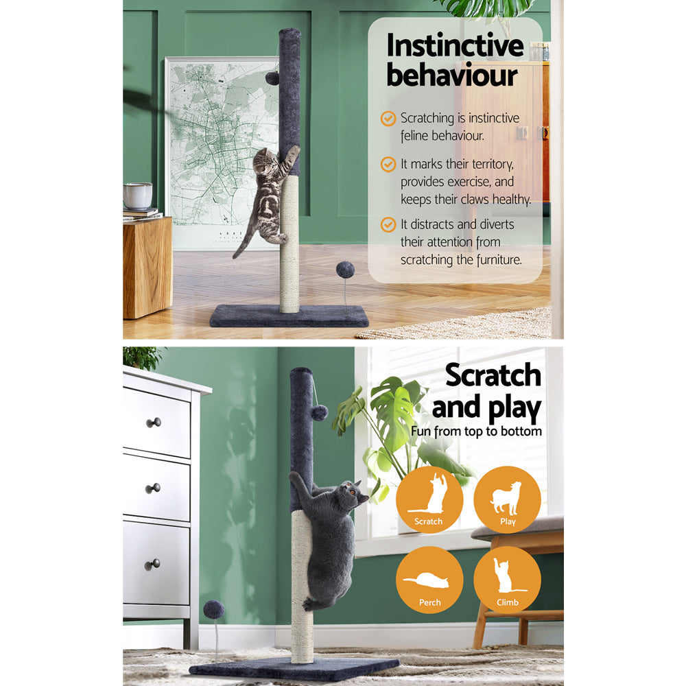 i.Pet Cat Scratcher Post With Toys Grey 105cm