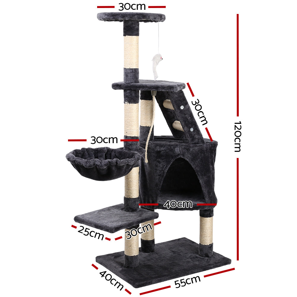 i.Pet Cat Scratcher Tower Multi Level With House 120cm
