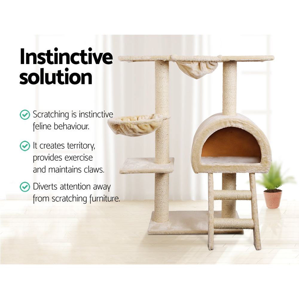 i.Pet Cat Scratcher Tower With House Beige 100cm