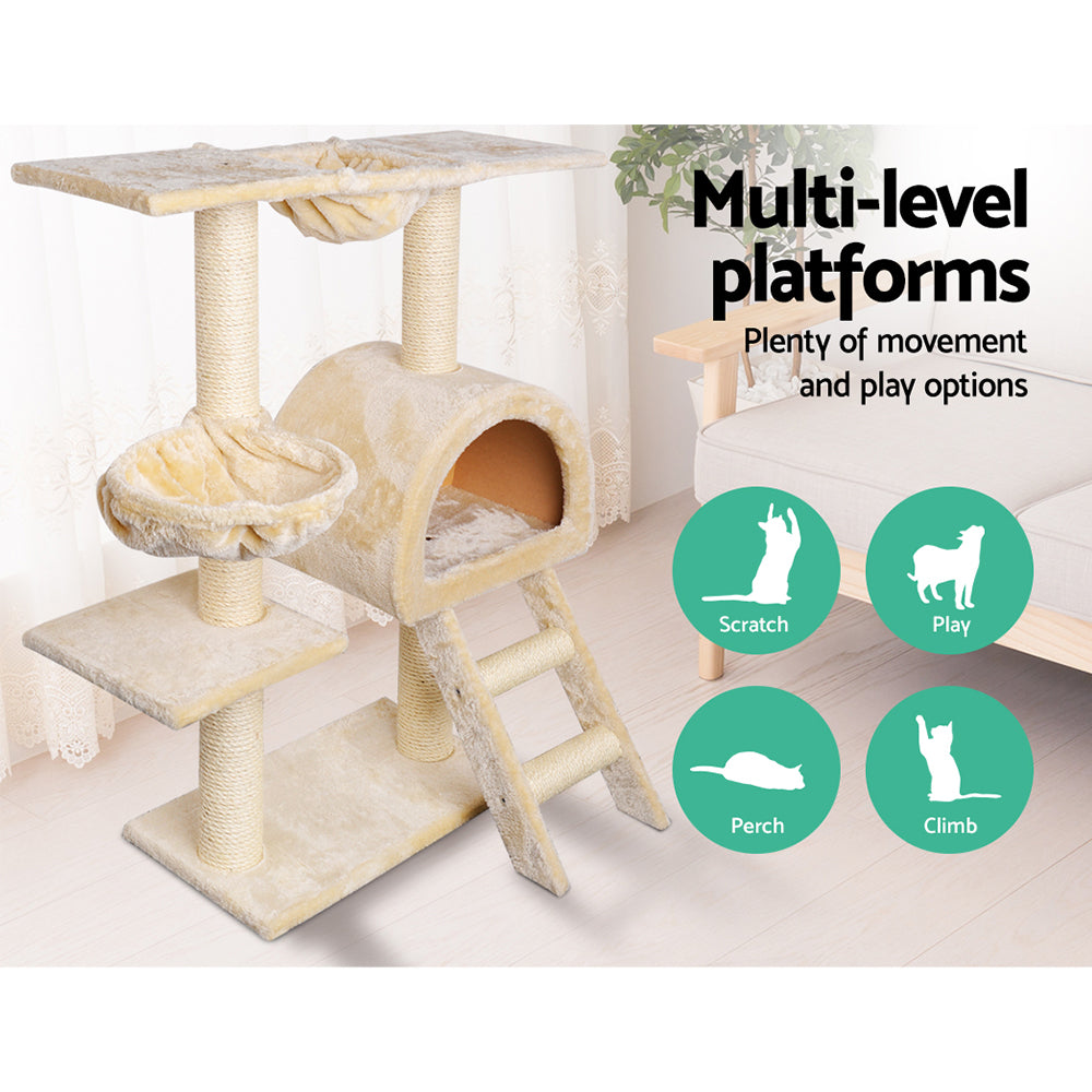 i.Pet Cat Scratcher Tower With House Beige 100cm