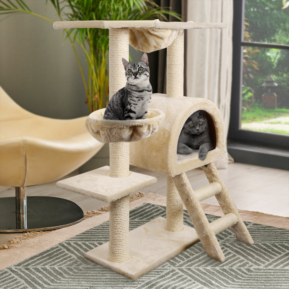 i.Pet Cat Scratcher Tower With House Beige 100cm
