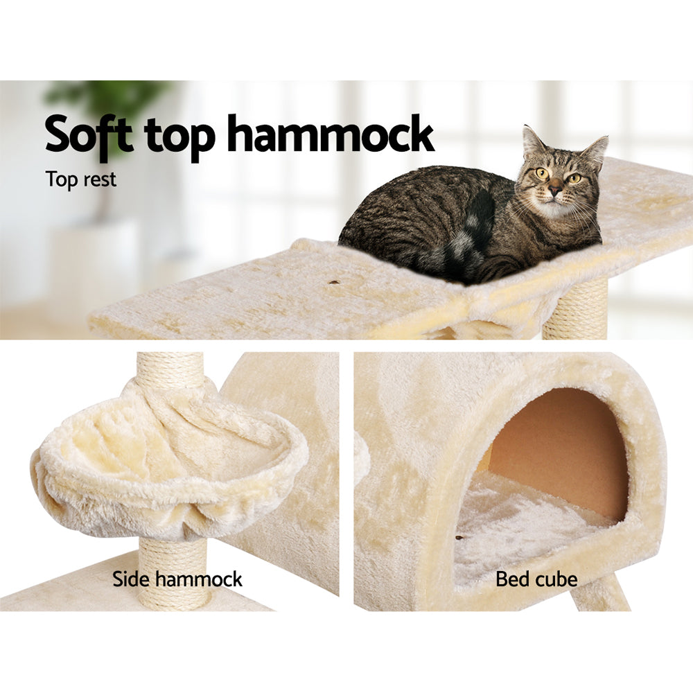 i.Pet Cat Scratcher Tower With House Beige 100cm