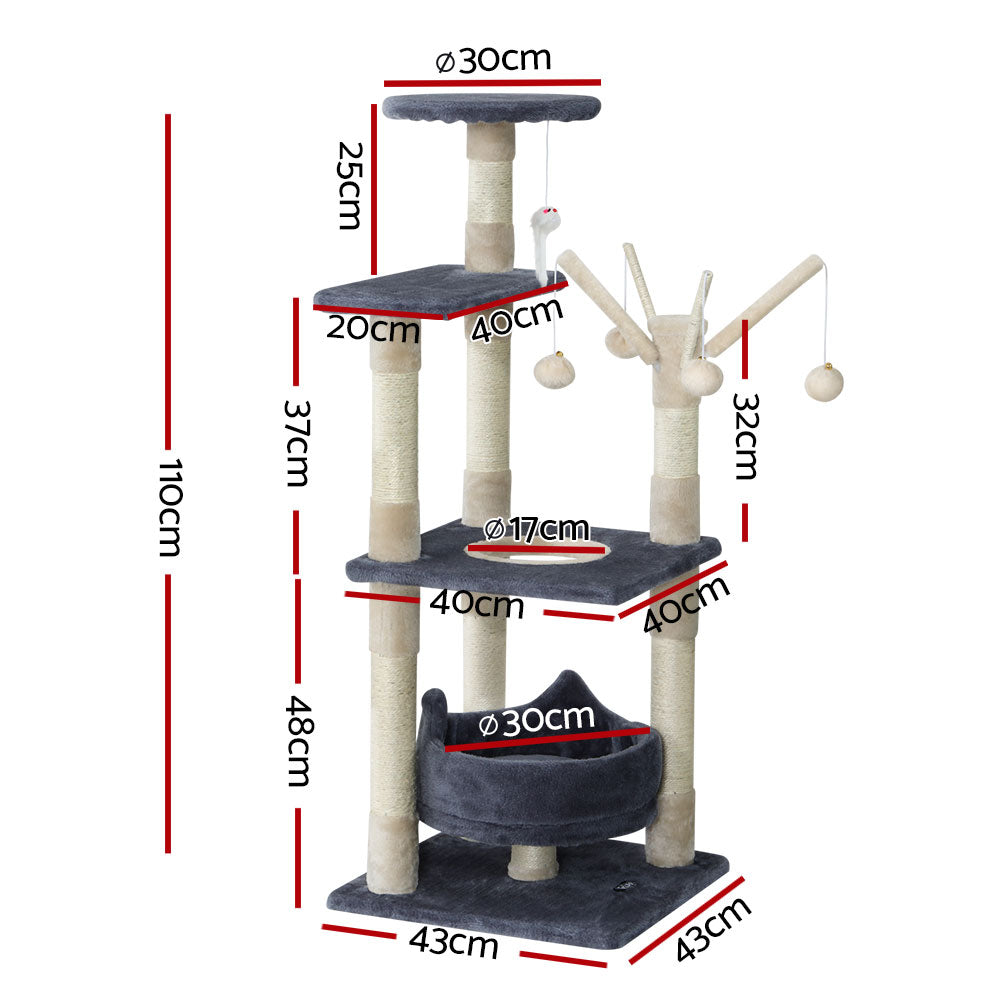 i.Pet Cat Scratcher Tower With Toys 110cm