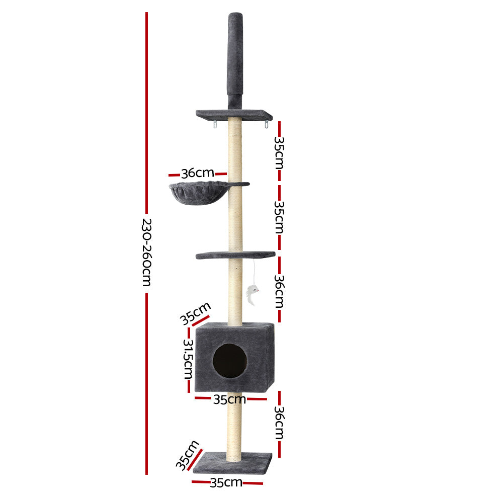 i.Pet Cat Tower Scratching Post Floor to Ceiling 260cm