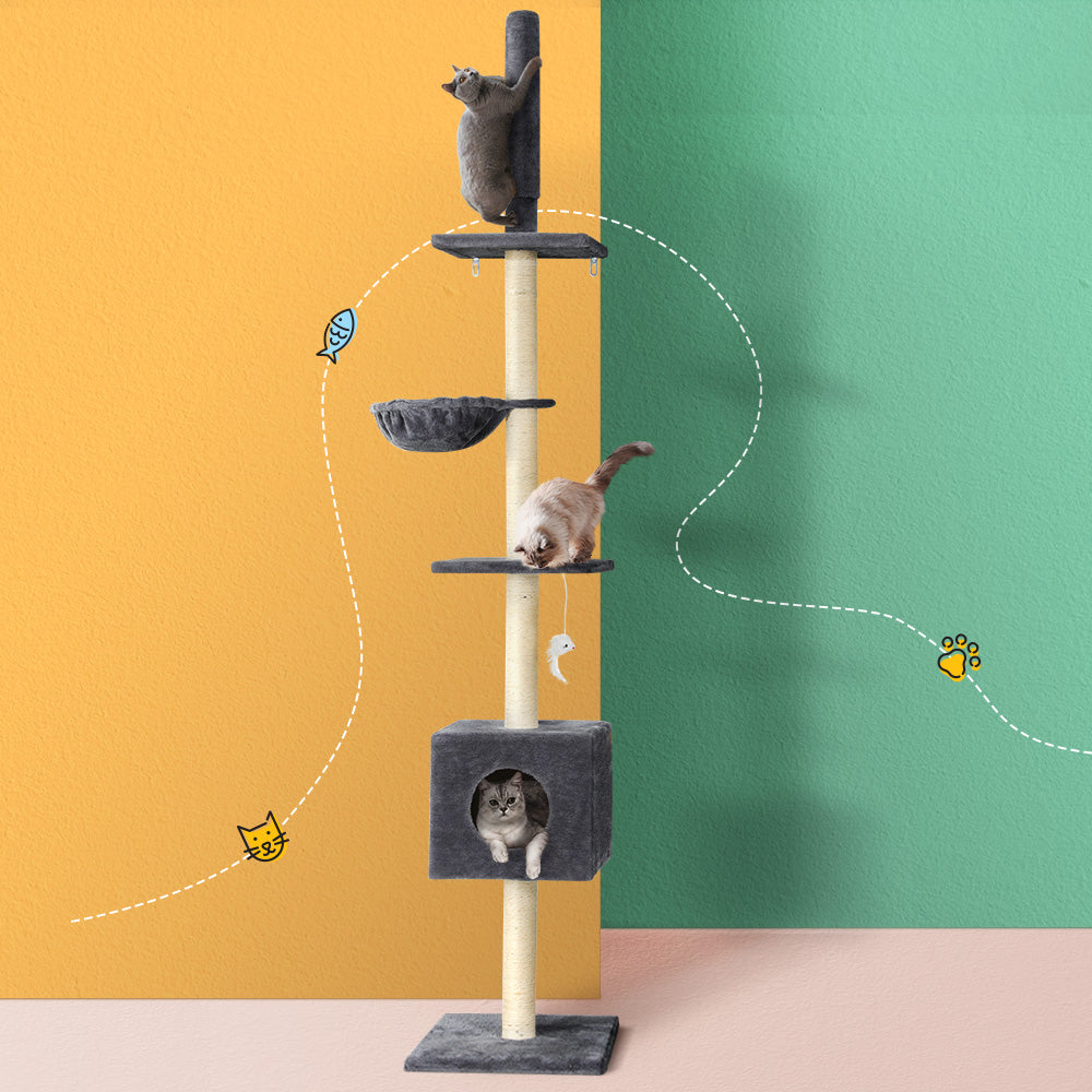 i.Pet Cat Tower Scratching Post Floor to Ceiling 260cm