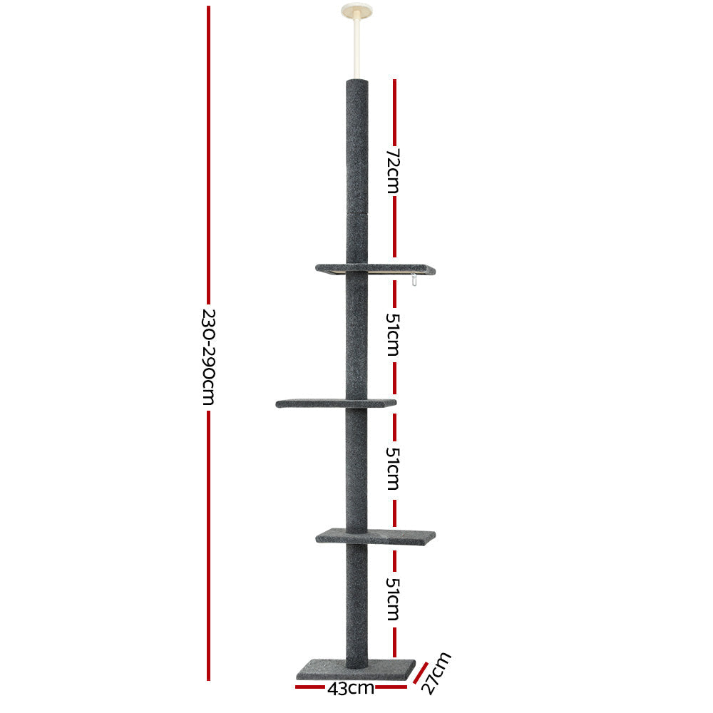 i.Pet Cat Tower Scratching Post Floor to Ceiling 290cm