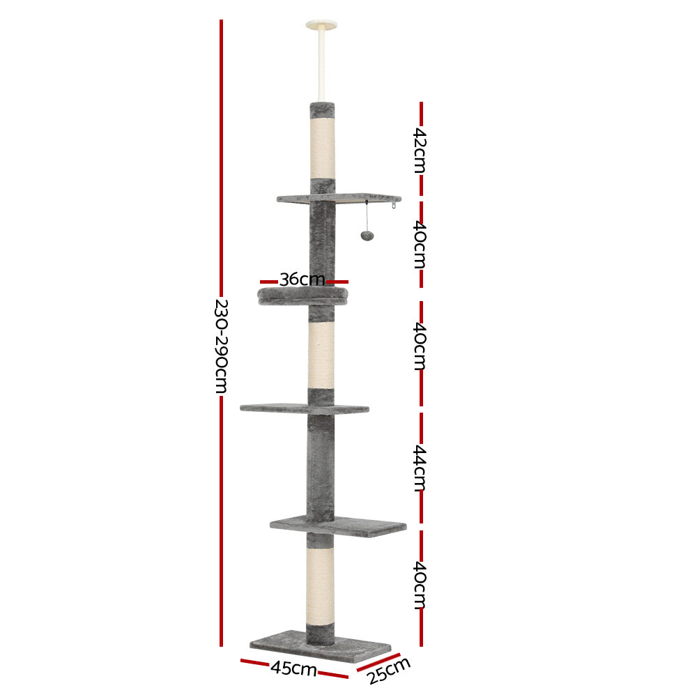 i.Pet Cat Tower Scratching Post Floor to Ceiling 290cm