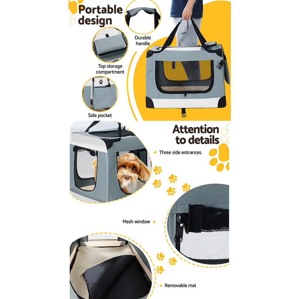 i.Pet Foldable Carrier Soft - Light Grey - 2XL