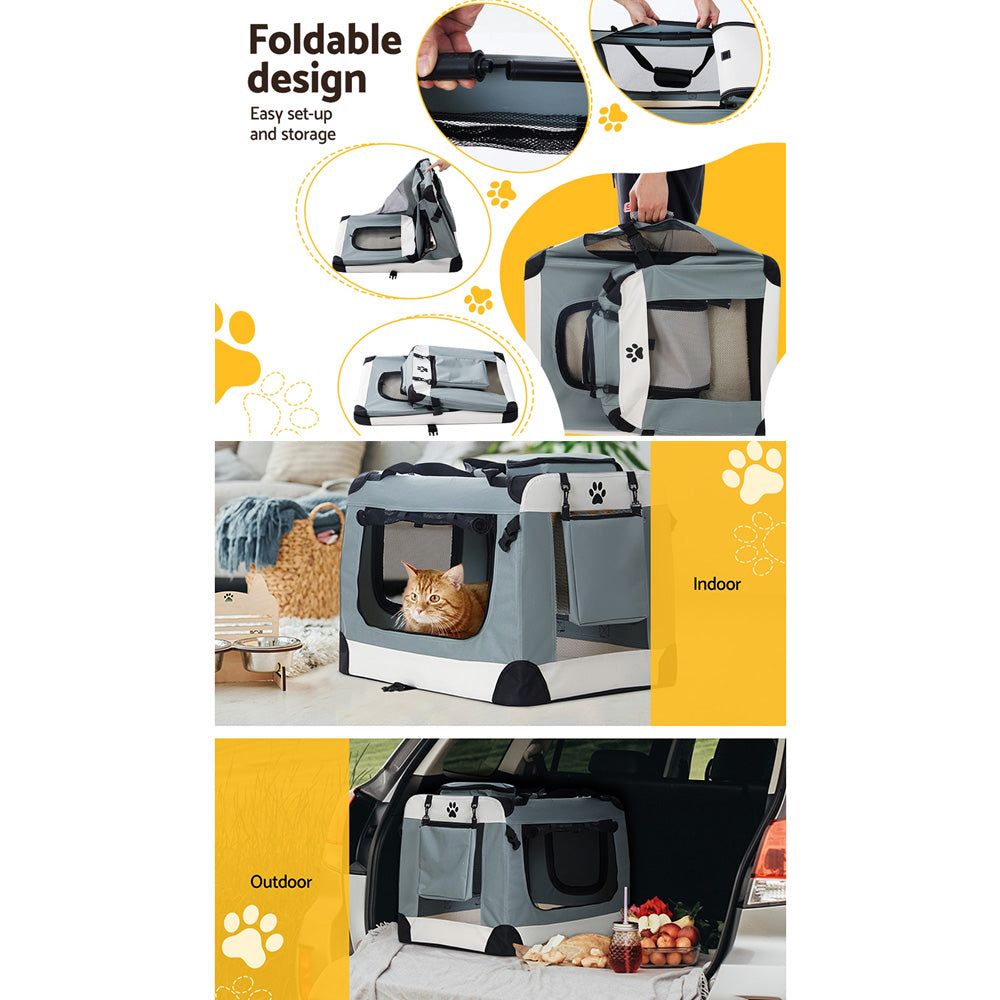 i.Pet Foldable Carrier Soft - Light Grey - L