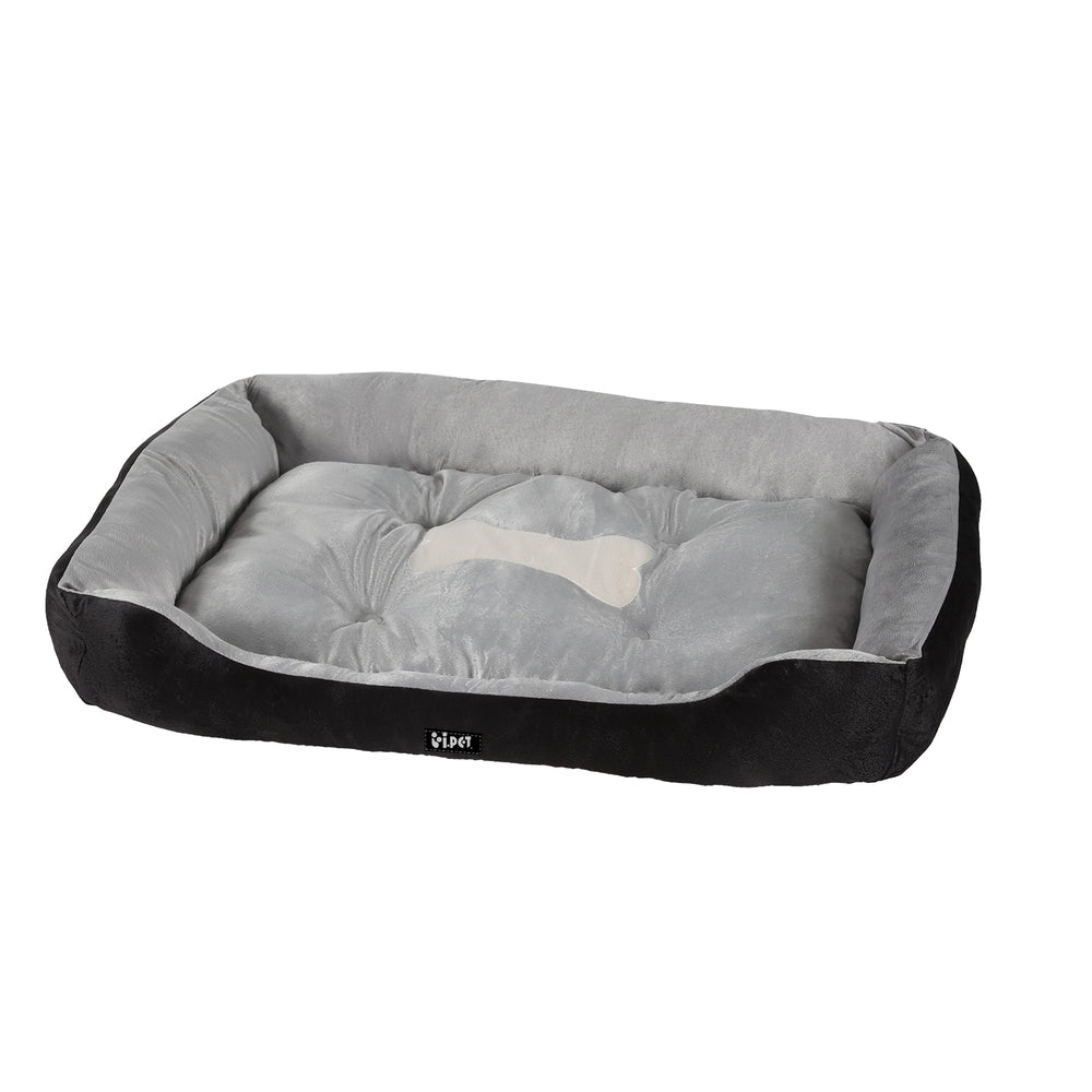 i.Pet Dog Calming Plush Bed Black