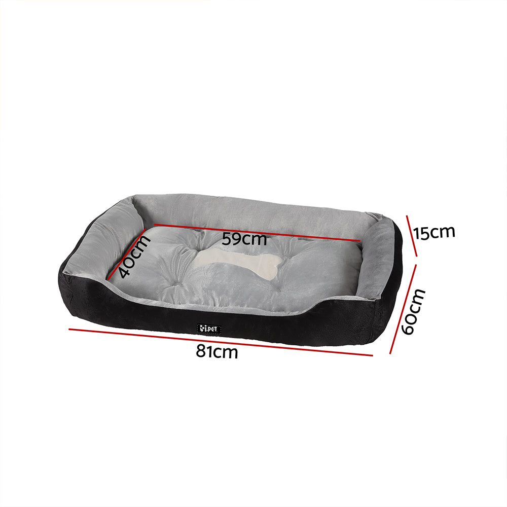 i.Pet Dog Calming Plush Bed Black