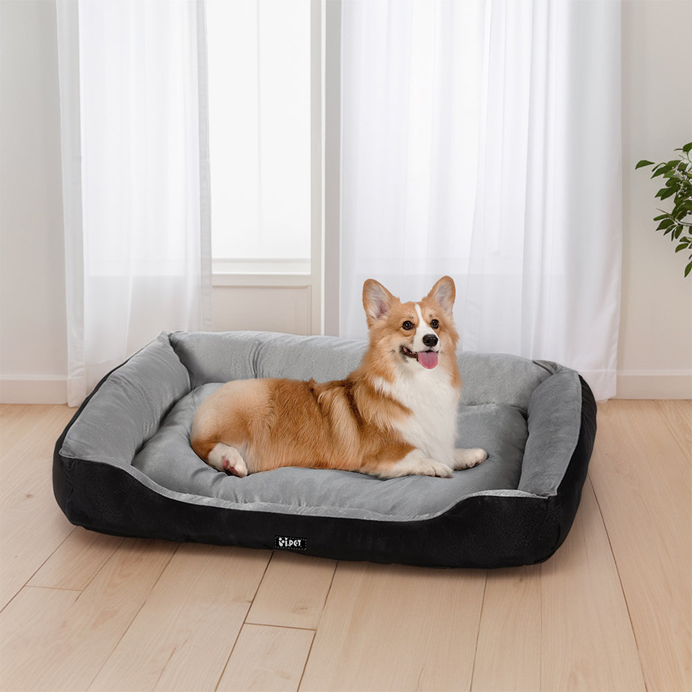 i.Pet Dog Calming Plush Bed Black