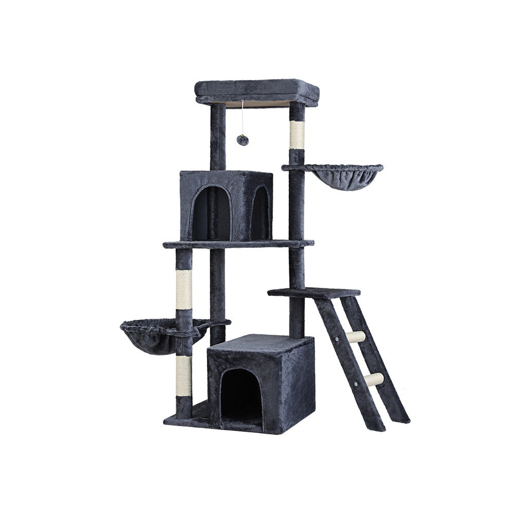 i.Pet Cat Scratcher Tower With House & Toy 138cm Dark Grey
