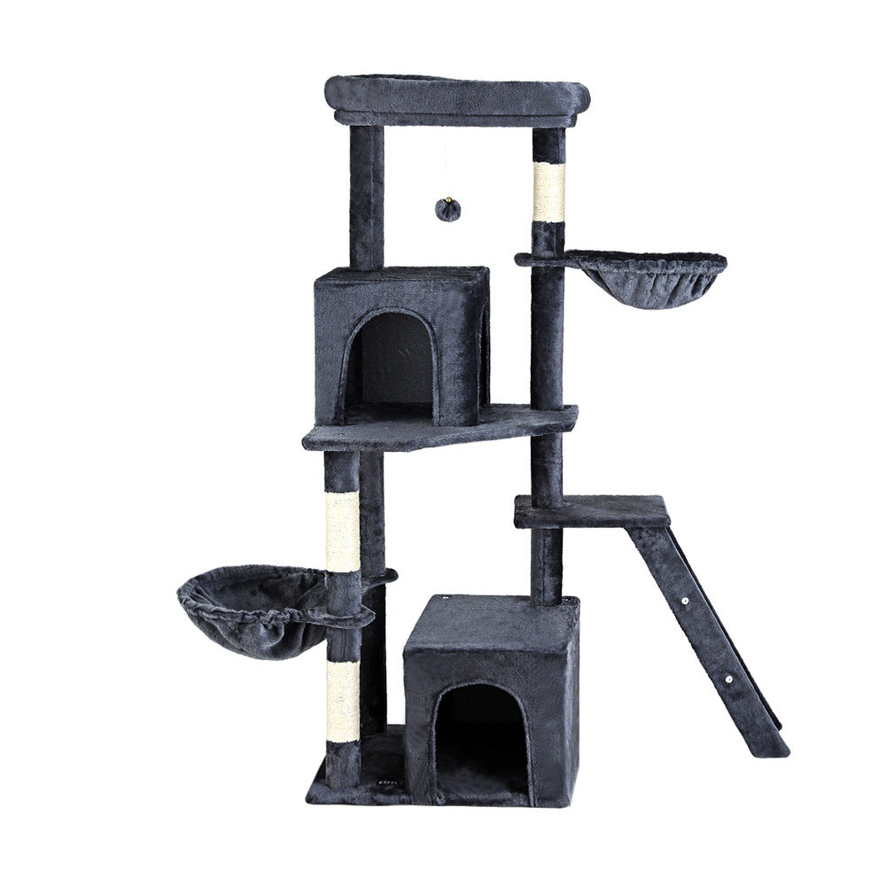 i.Pet Cat Scratcher Tower With House & Toy 138cm Dark Grey