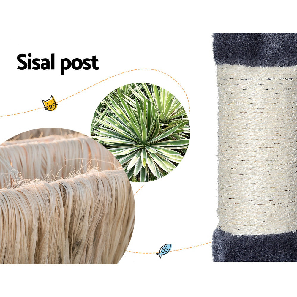 i.Pet Cat Scratcher Tower With House & Toy 138cm Dark Grey