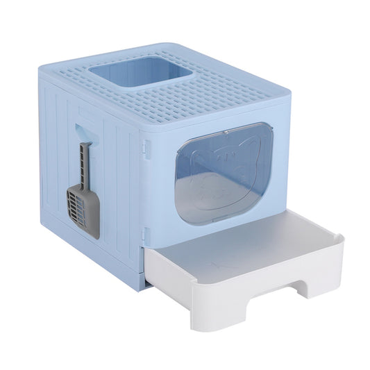 i.Pet Cat Hooded Litter Box Large With Foldable Scoop Blue