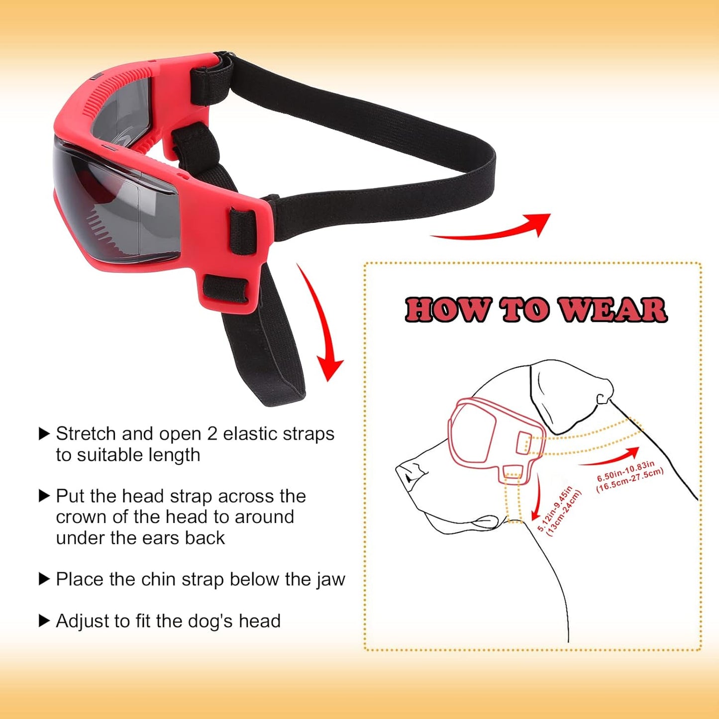 Dog UV Protection Goggles Red - Medium/Small