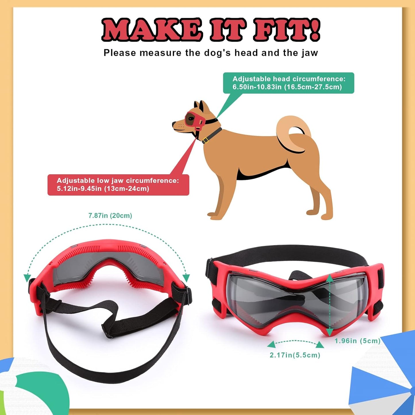 Dog UV Protection Goggles Red - Medium/Small