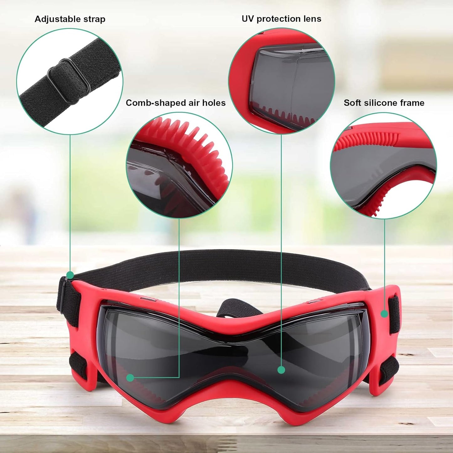 Dog UV Protection Goggles Red - Medium/Small