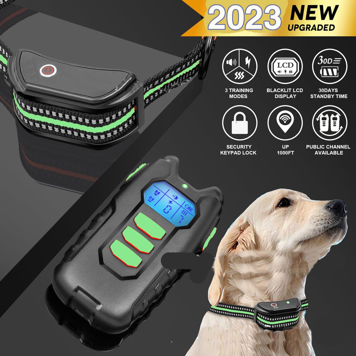 Electric Pet Dog Training Anti Bark Collar Sound Vibrate Auto Rechargeable