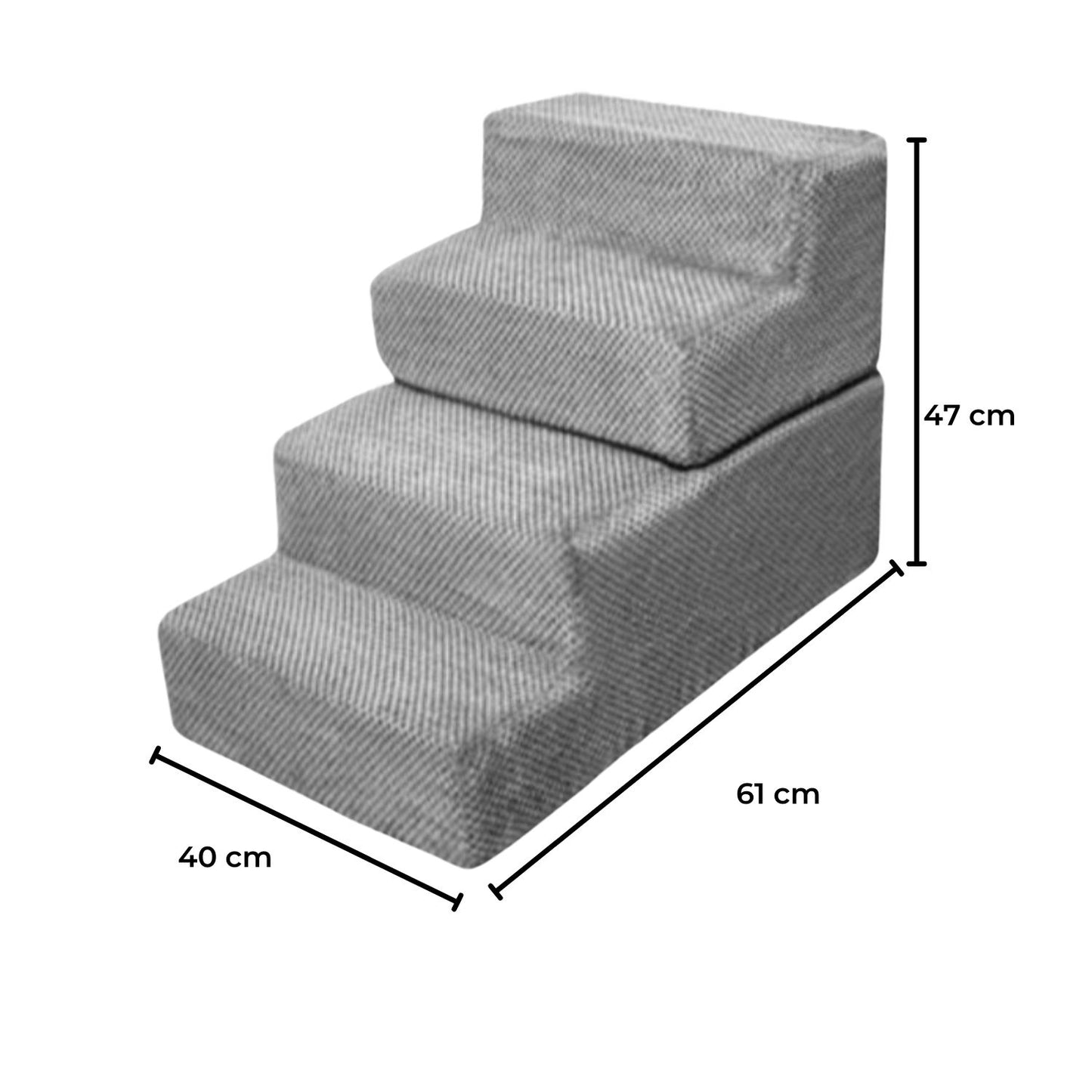 FLOOFI Pet Stairs Memory Foam 4-Step Grey