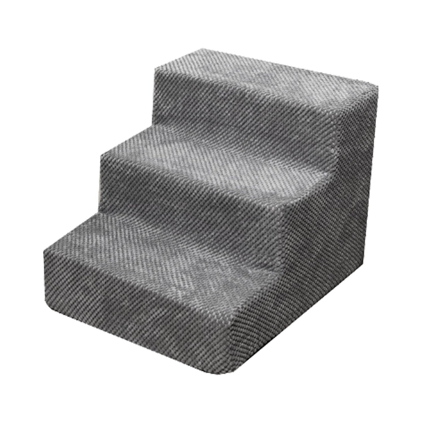 FLOOFI Pet Stairs Memory Foam 3-Step Grey