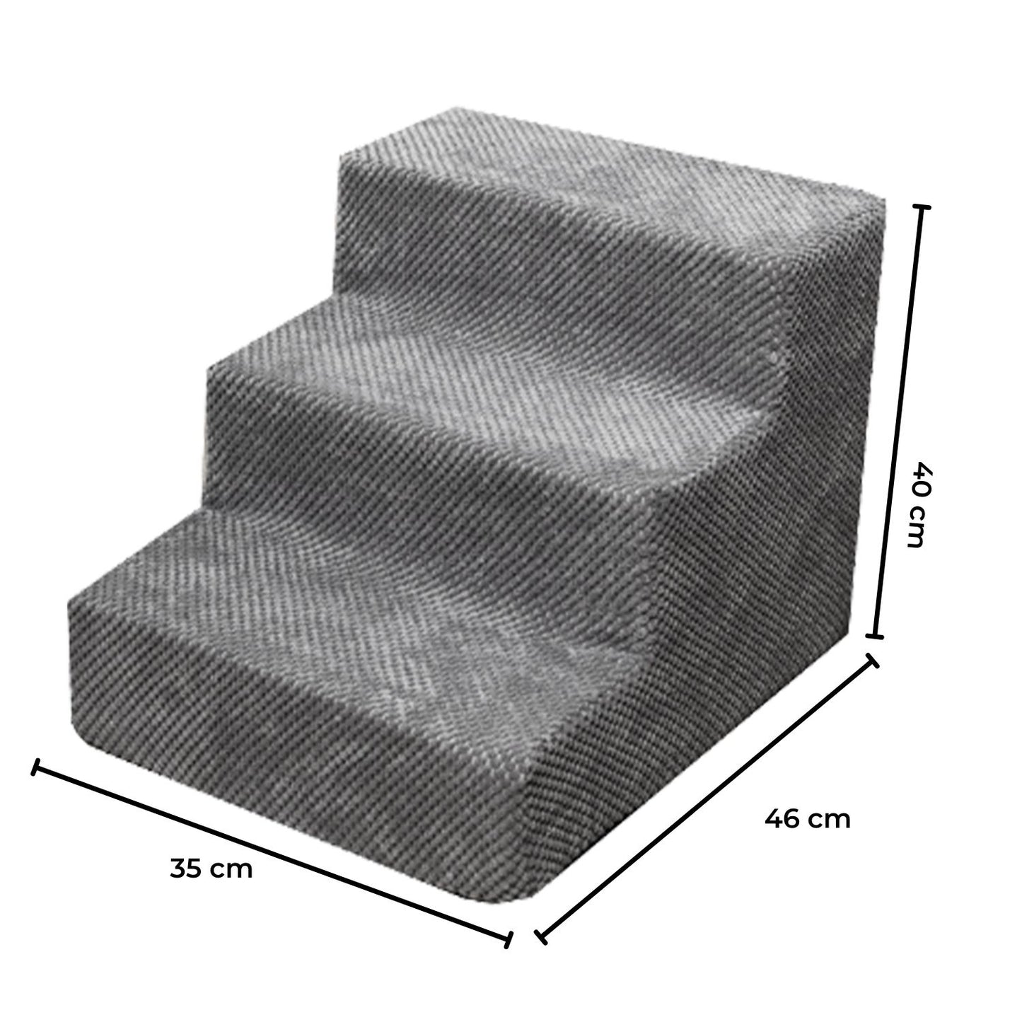 FLOOFI Pet Stairs Memory Foam 3-Step Grey