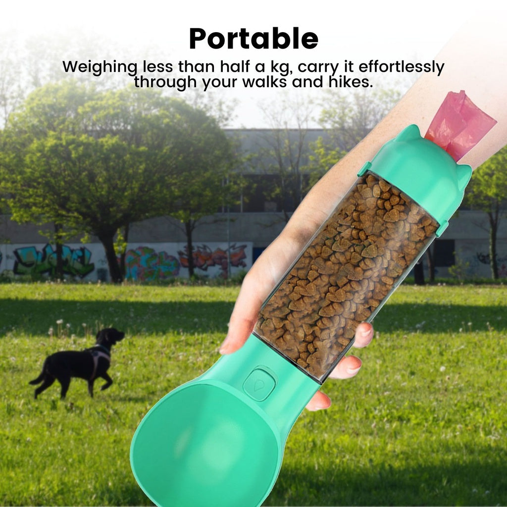 Floofi 4 in 1 Dog water bottle scooper & feeder - Blue