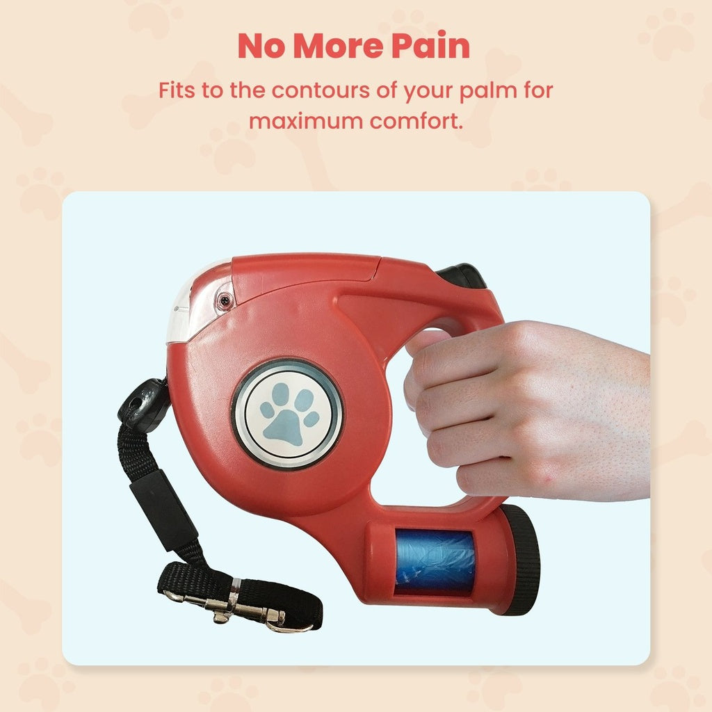 Floofi 3 in 1 Waste Bag LED Leash - Red