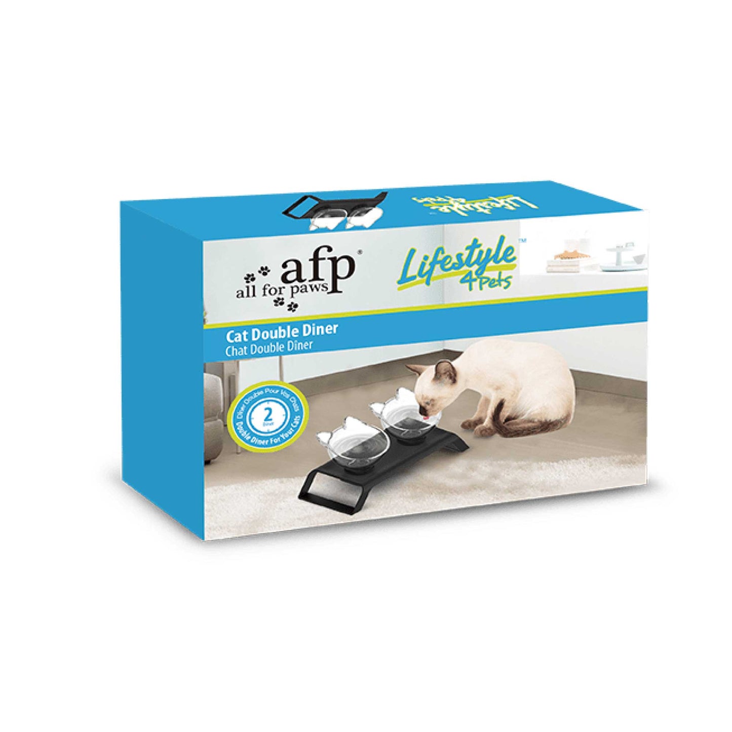 All For Paws 2x200ml Elevated Cat Bowls With Stand