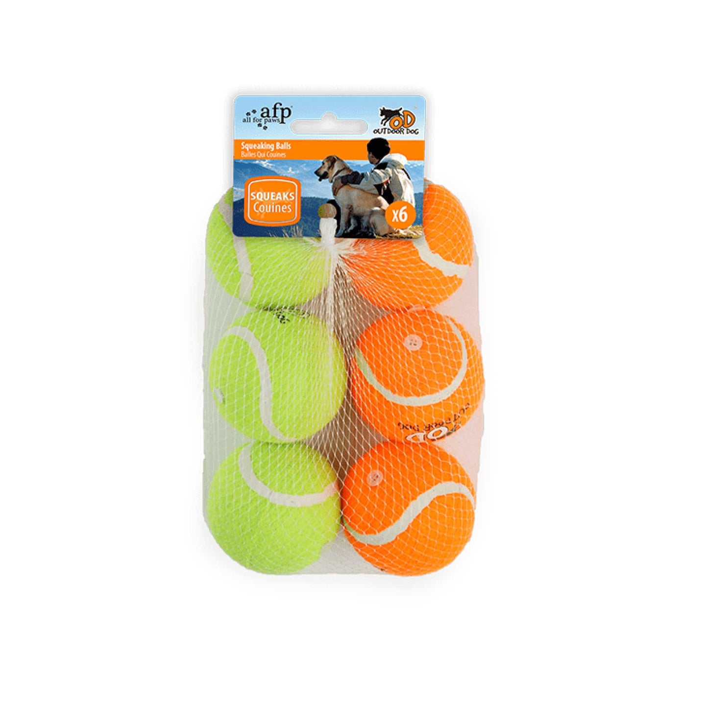 All For Paws Squeaking Tennis Ball 6.5cm - 6 Pack