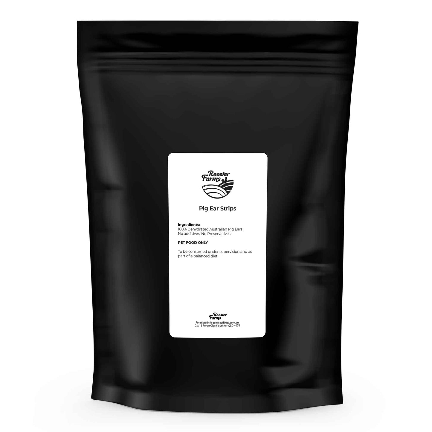 Rooster Farms Dog Treat Dehydrated Australian Pig Ear Strips - 400g