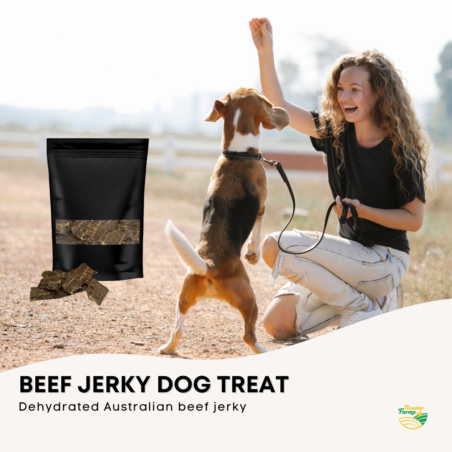 Rooster Farms Dog Treat Dehydrated Australian Beef Jerky - 400g