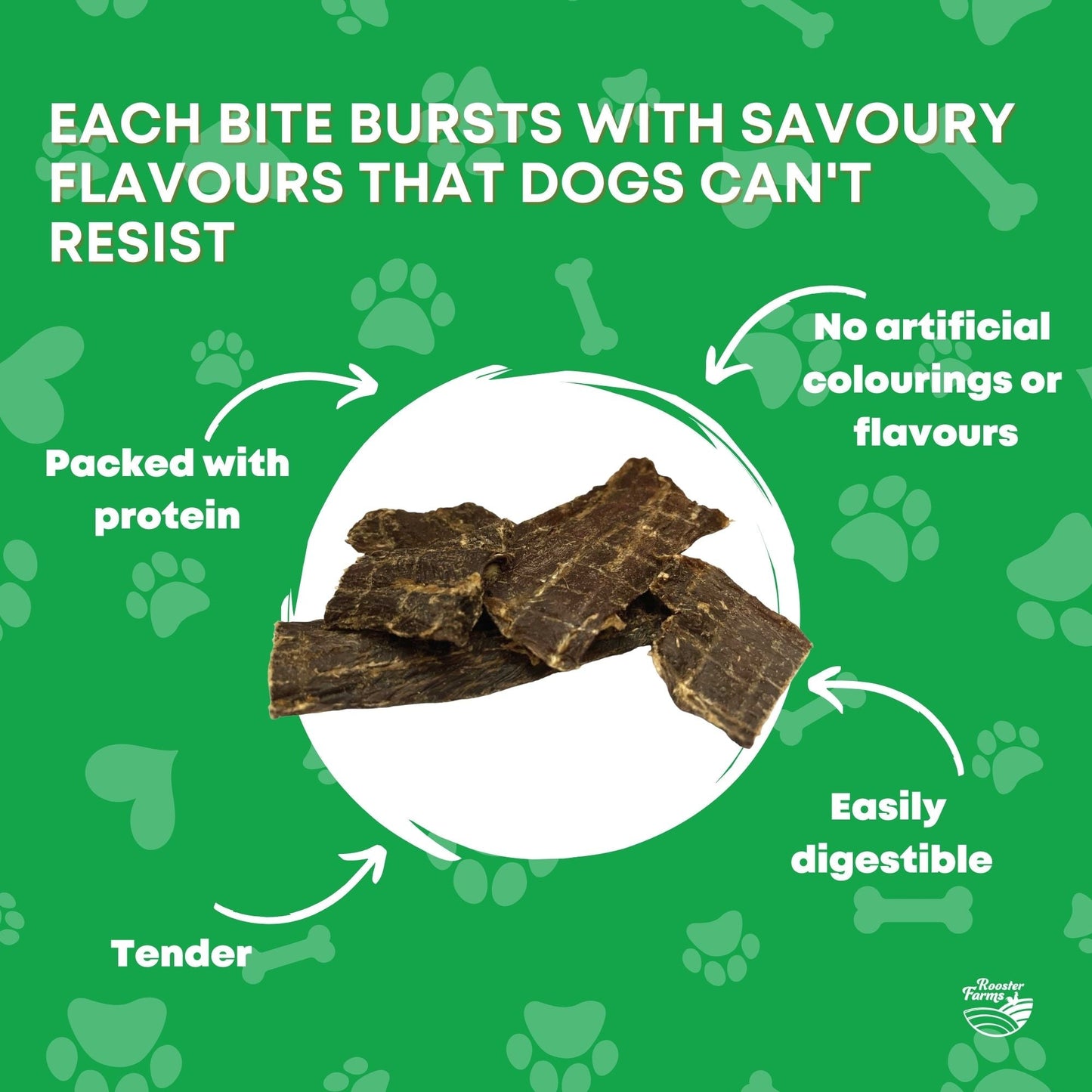 Rooster Farms Dog Treat Dehydrated Australian Beef Jerky - 400g
