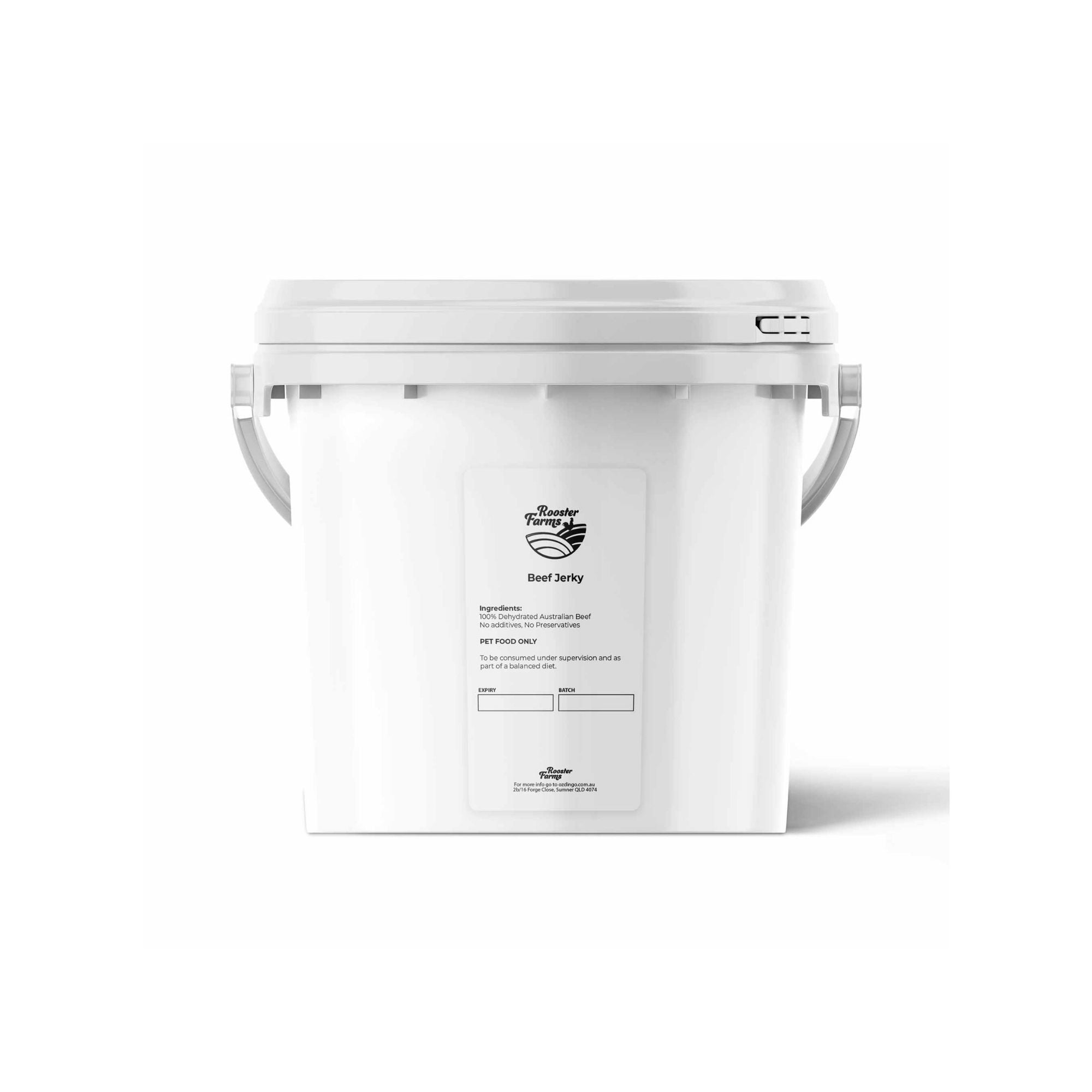Rooster Farms Dog Treat Dehydrated Australian Beef Jerky Bucket 700g Pet