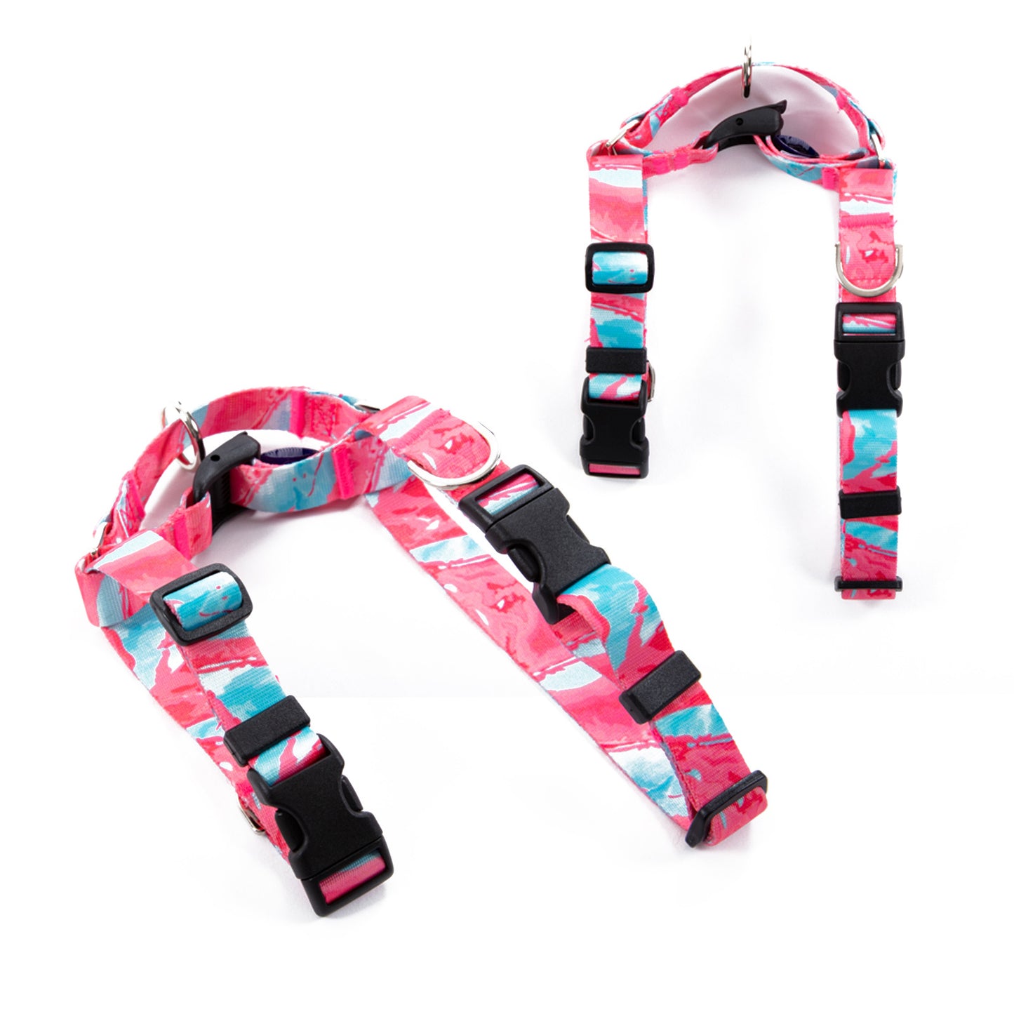 Banhamsisun Dog Double-Lined Straps No Pull Harness and Lead Set MARBLE PINK - Large